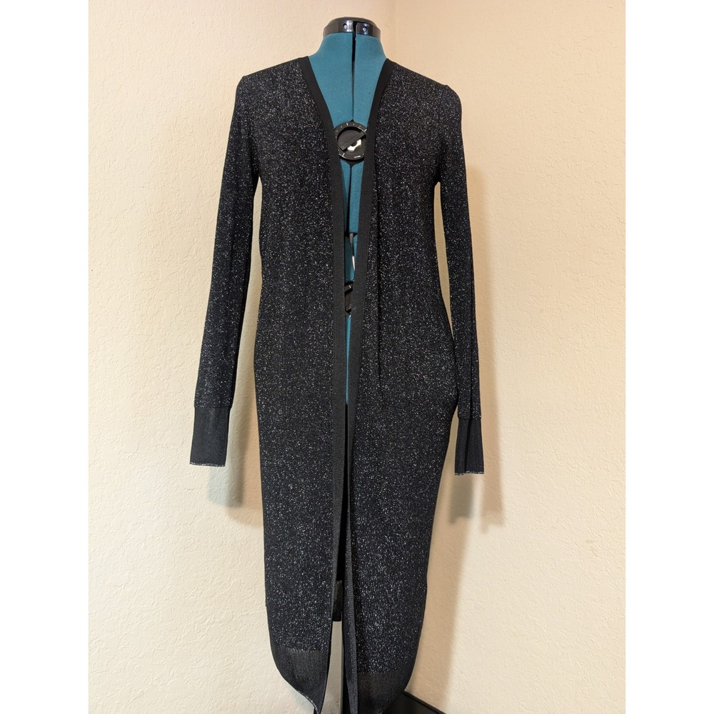 Rag & Bone Black Metallic Sparkle Duster Cardigan Long‎ Sleeve Open Front Small